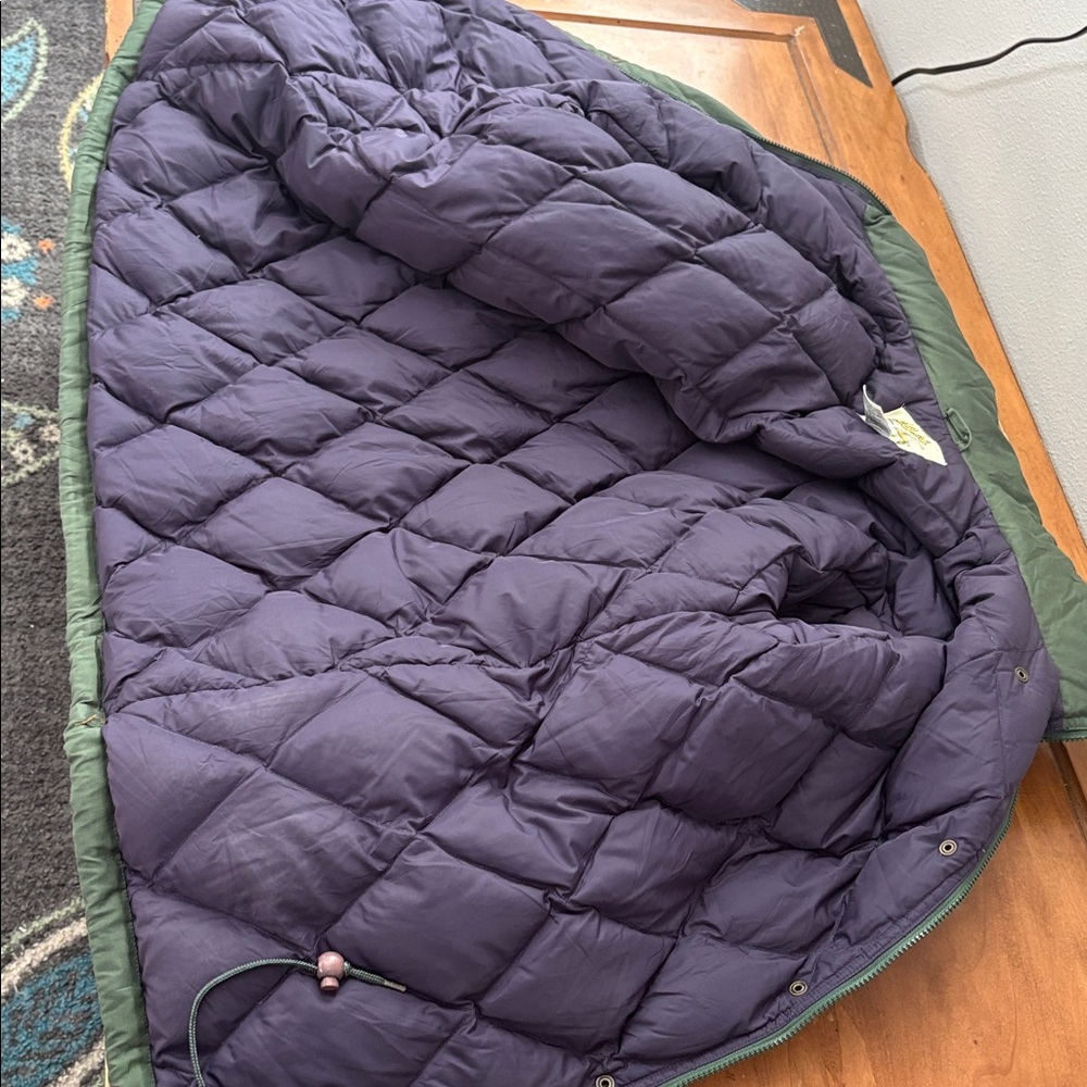 Cabela’s Down Green Quilted Coat with Brown Accents Size XL - Picture 12 of 14